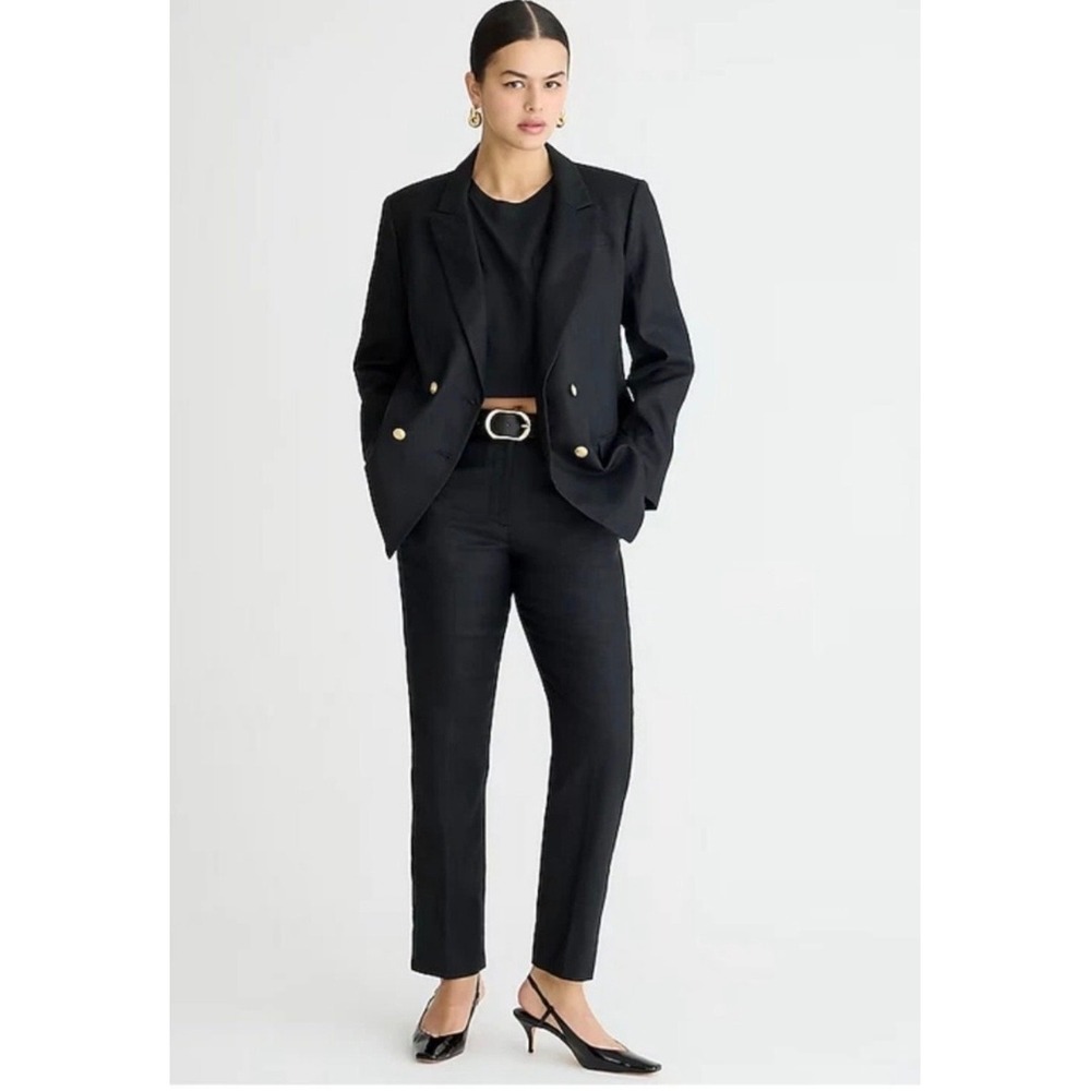 J.Crew Kate Straight Leg Linen Blend Pants Black BF407 Womens 2 High Rise